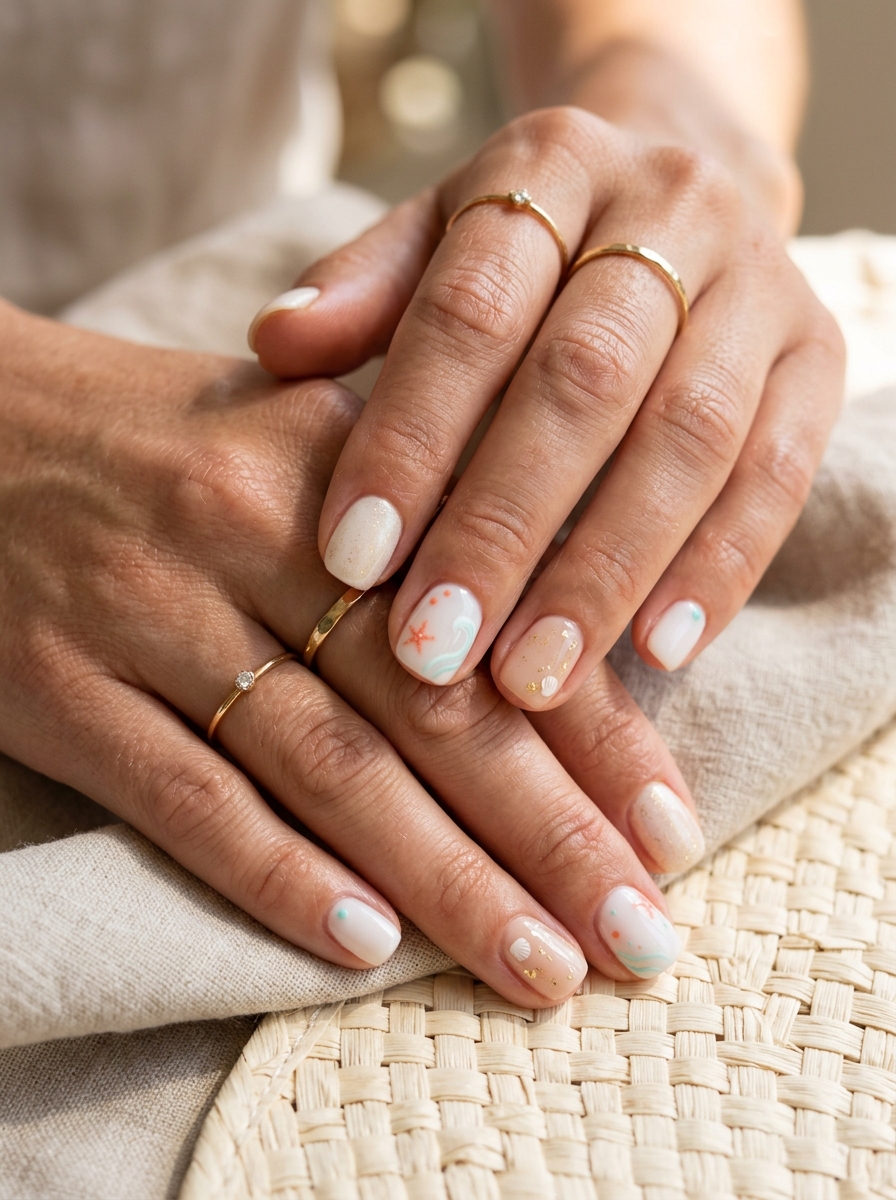 Beach Towel Stripe Nails